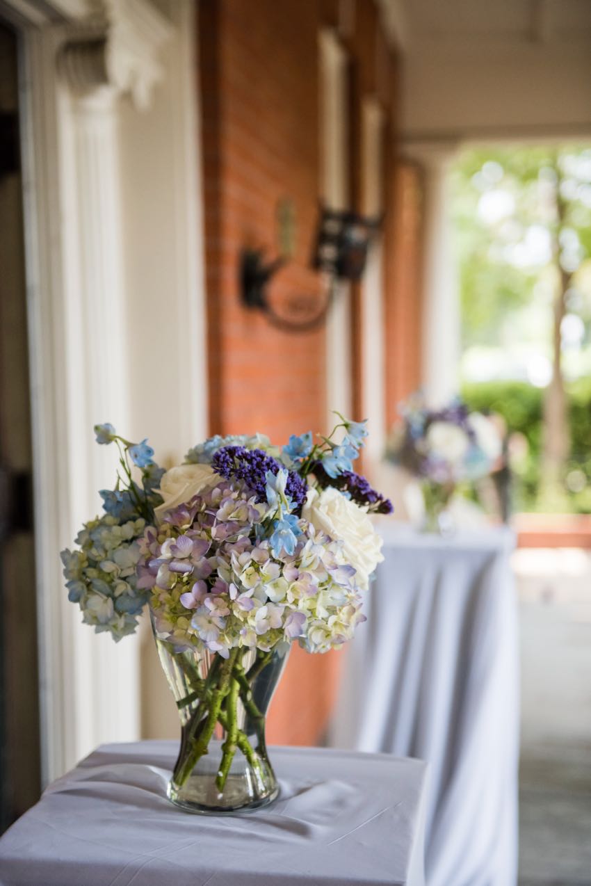 blue purple white wedding flowers