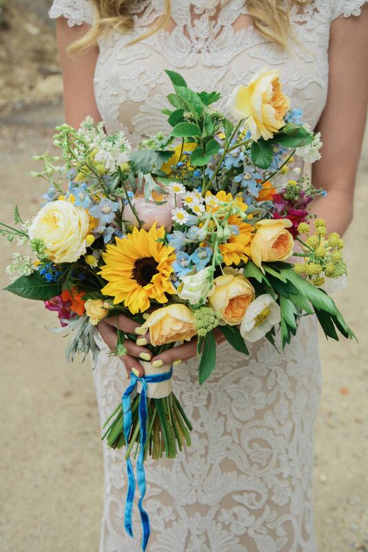 yellow blue bouquet
