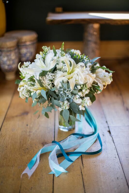 white aqua succulent bouquet
