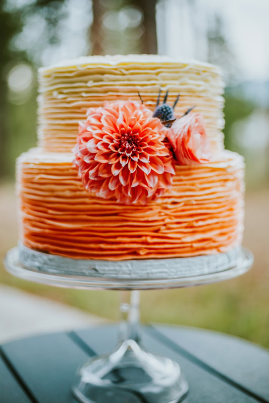 Coral wedding cake Colorado