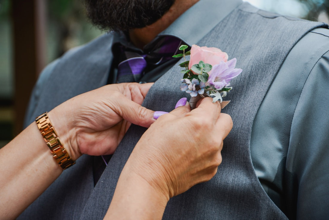 Boutonniere in small Colorado wedding package